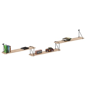 Полка с полкодержателями COFFEE SH3-ROD/BAR, дуб сонома светлый, 2380х166х392 мм